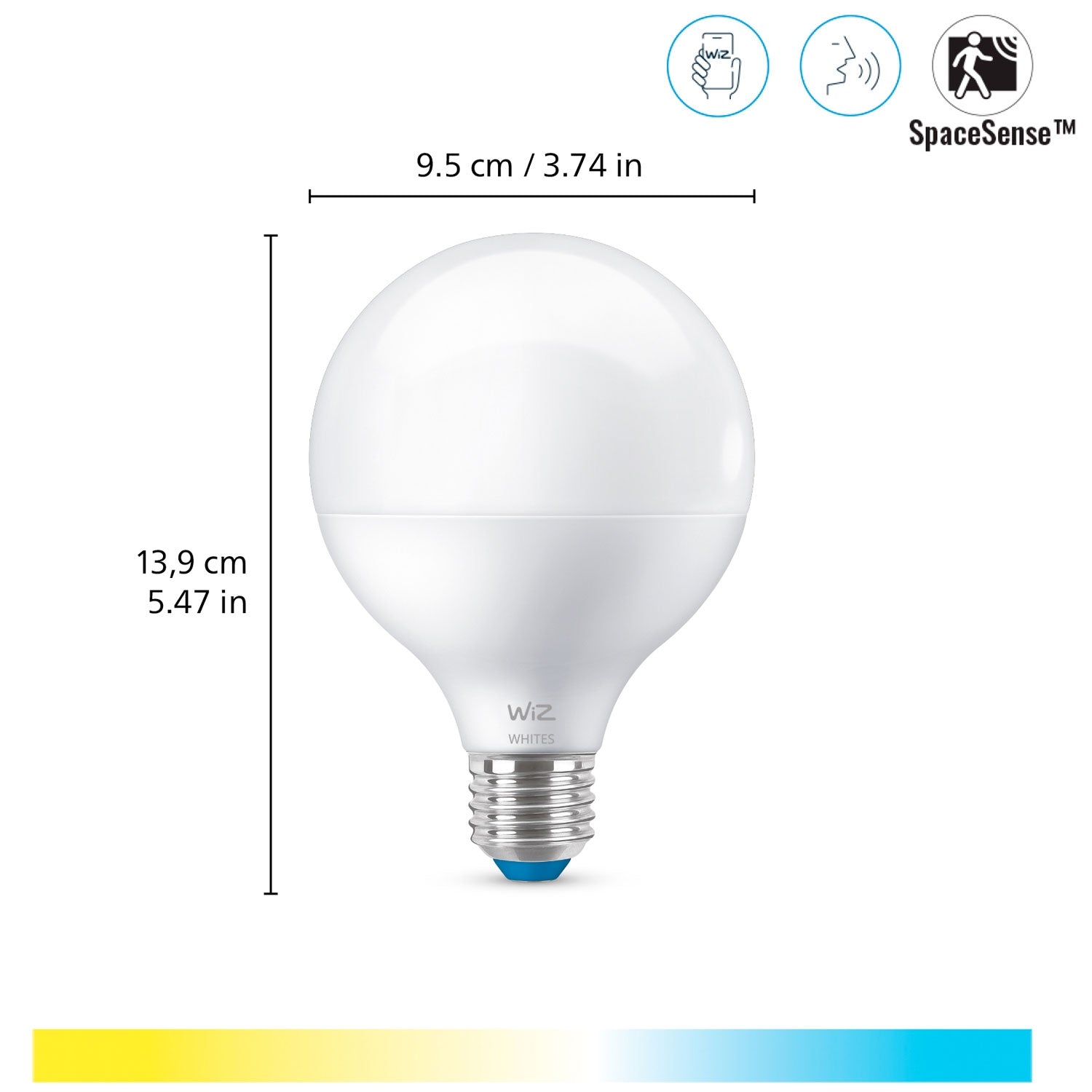 WiFi Smart LED E27 G95 75W 1055lm Warm-cool white
