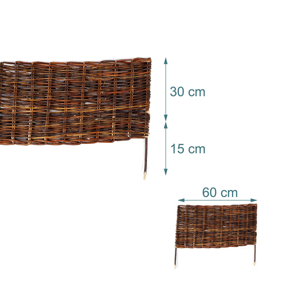 Willow Wicker Garden Border, Flexible Bed Edging Pegs