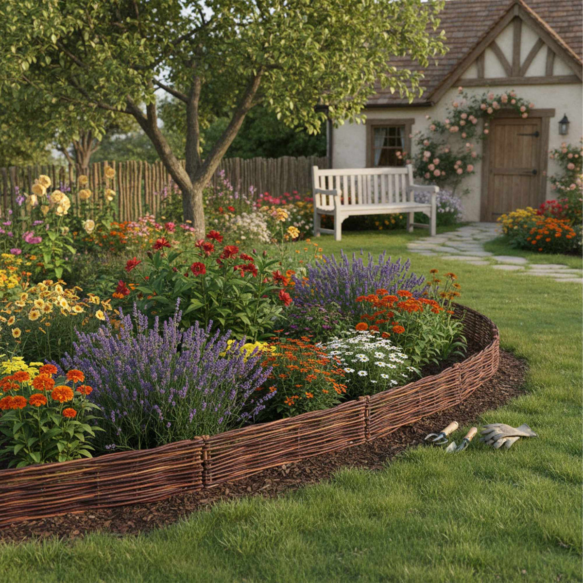 Willow Wicker Garden Edging Fence Set
