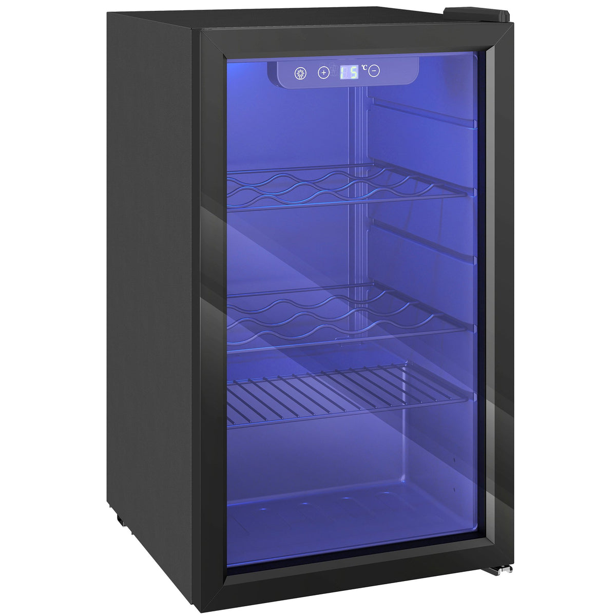 Wine Cooler, 24 Bottles, 68L, 4–16C, Glass Door, Black