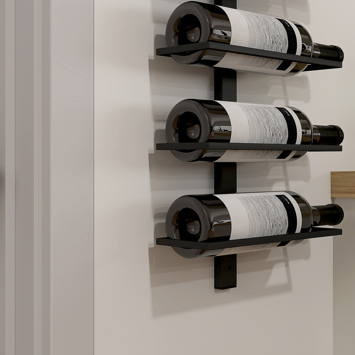 Wine Rack Bottle Rack for 10 Wine Bottles, Wall Mounted Bottle Holder Steel Storage Rack, Wine Bottle Rack for Kitchen, Dining Room Black