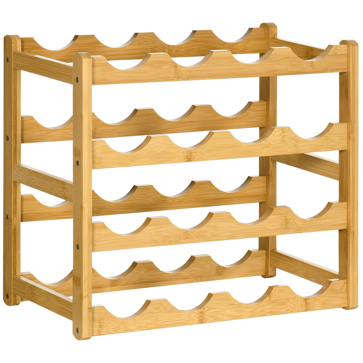 Wine Rack Bottle Stand Bamboo Natural Wood 16 Bottles 43X23.5X38Cm