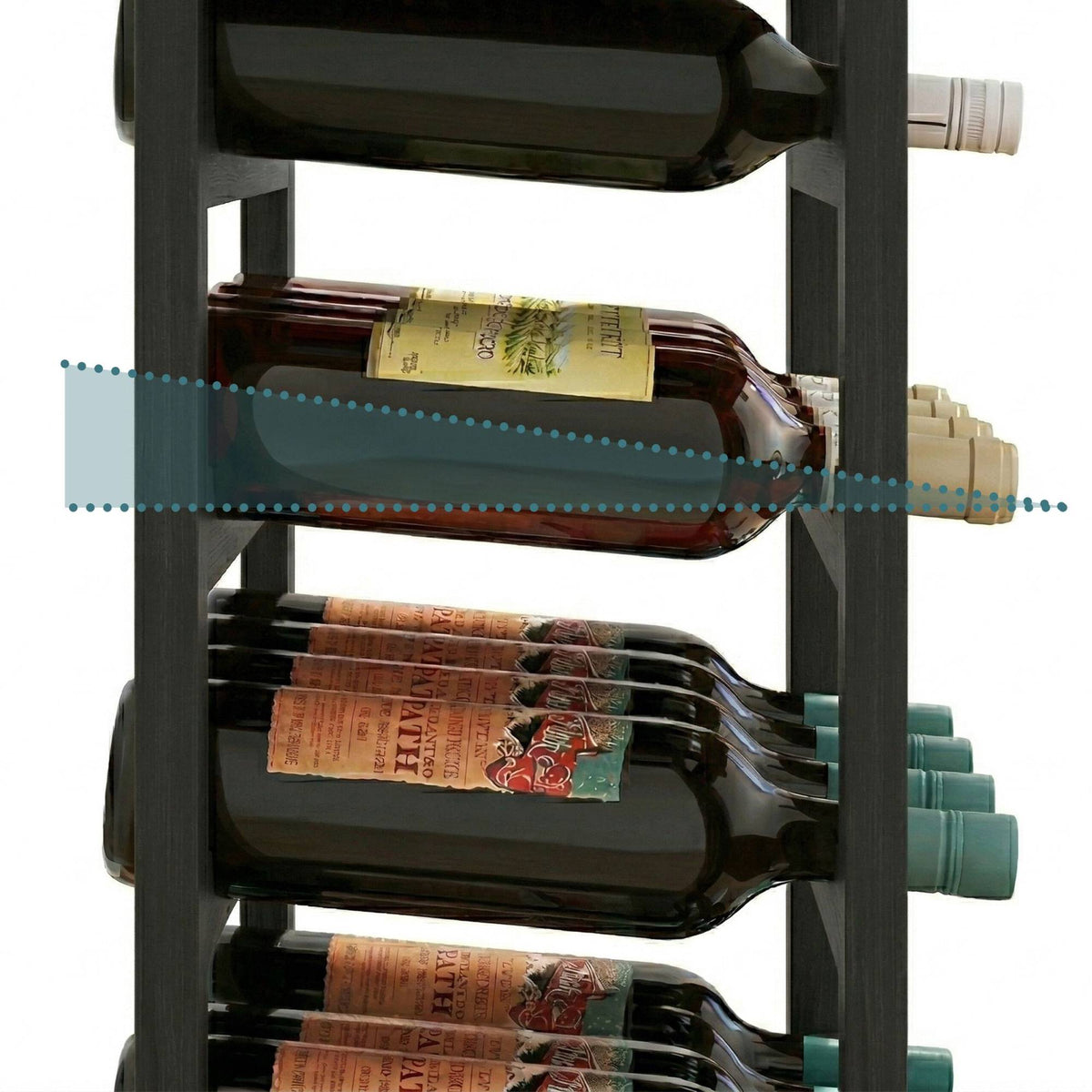 Wine Rack, Walnut Wood, Holds 28 Bottles, Horizontal Storage