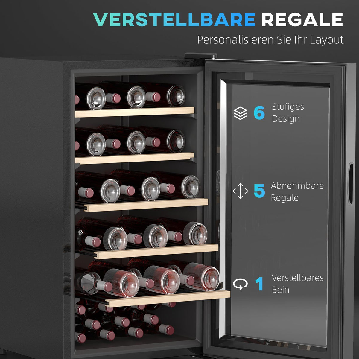 Wine fridge 41 bottles 91L 5-20? Compressor Drinks Refrigerator with Glass Door, LED Light Bottle Fridge with Touch Screen, Small Wine Cabinet Black