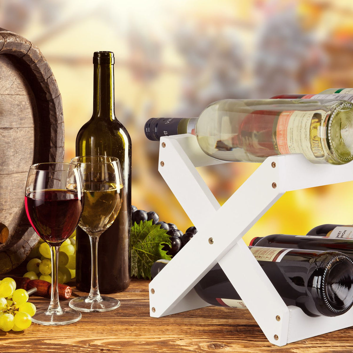 Wine rack bamboo white