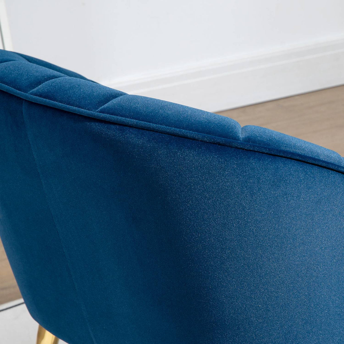 Wing Chair, Lounge Chair, Upholstered Chair With Velvet Look, Relaxation Chair, Armchair With Steel Legs, Make-Up Chair, Dark Blue, 65 X 64 X 77 Cm