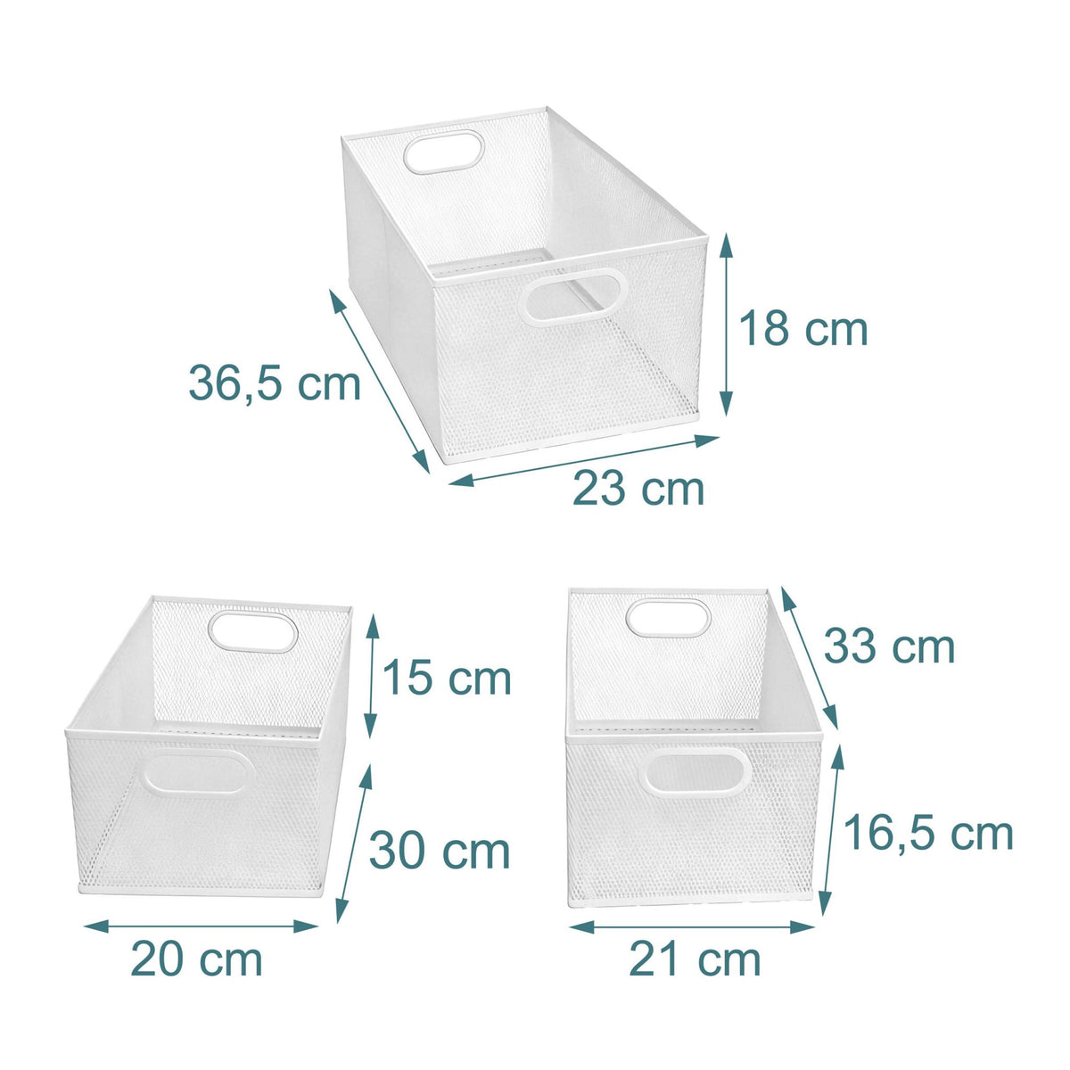 Wire Storage Baskets Set of 3, Metal Mesh, 3 Sizes