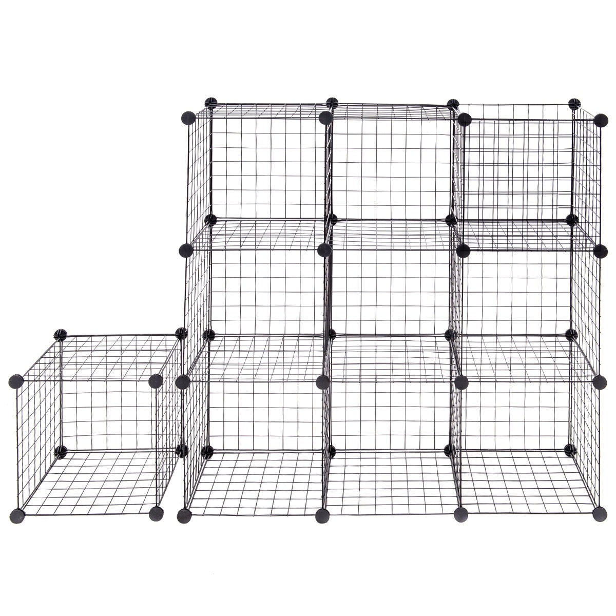 Wire Storage Cubes, 12-Cube Modular Metal Grid, Black