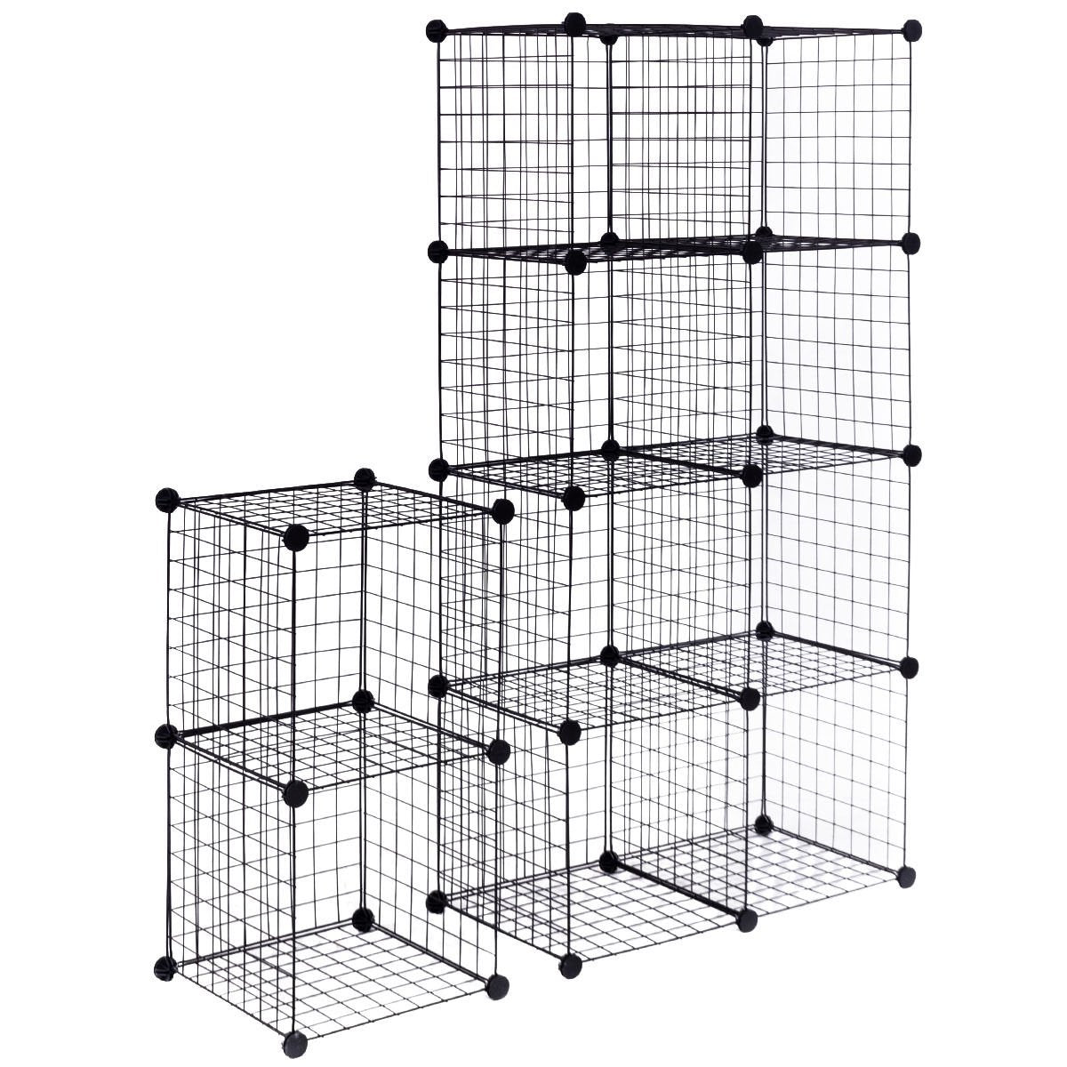 Wire Storage Cubes, 12-Cube Modular Metal Grid, Black