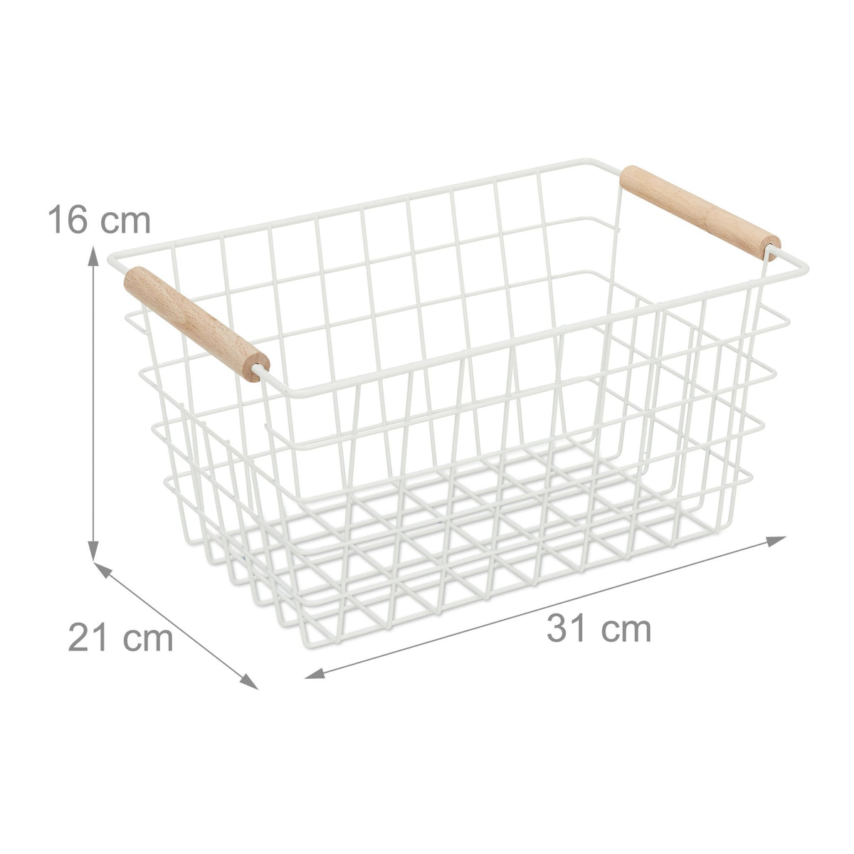 Wire basket with wooden handle