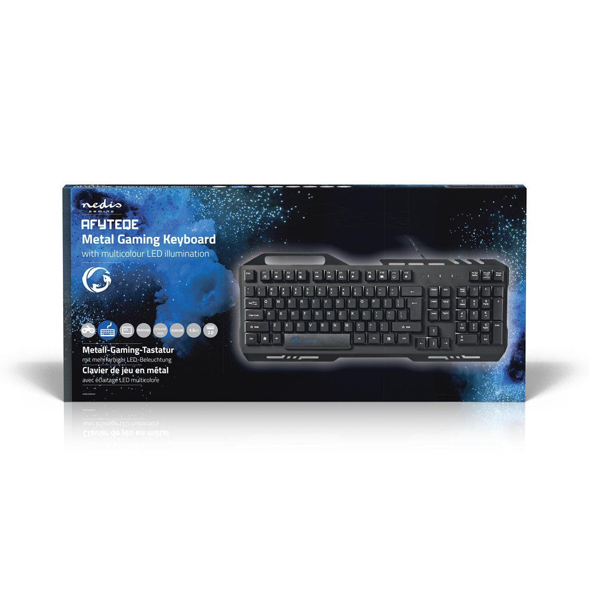 Wired Gaming Keyboard | USB 2.0 | Membrane keys | LEDs | US International | US Layout | USB Power | Power cable length: 1.50 m | Game
