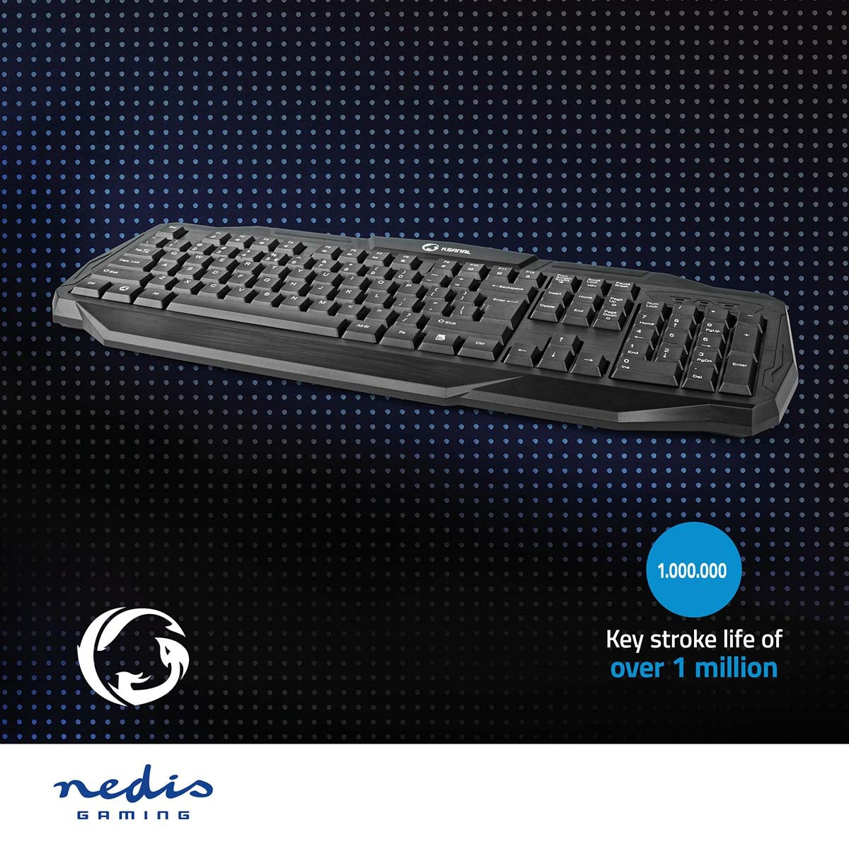 Wired Gaming Keyboard | USB 2.0 | Membrane keys | LEDs | US International | US Layout | USB Power | Power cable length: 1.50 m | Game