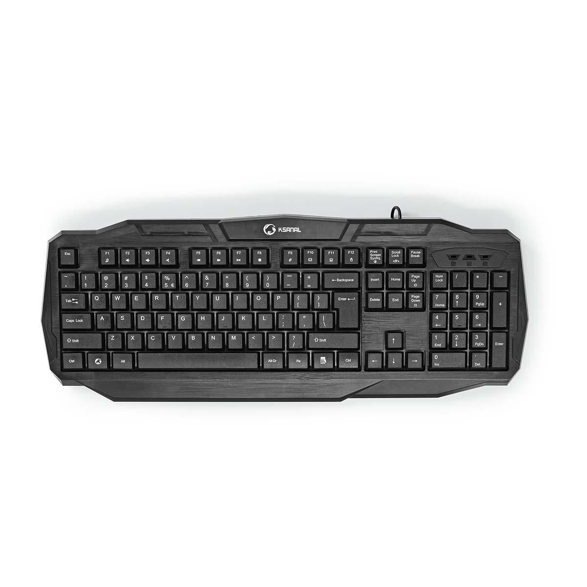 Wired Gaming Keyboard | USB 2.0 | Membrane keys | LEDs | US International | US Layout | USB Power | Power cable length: 1.50 m | Game
