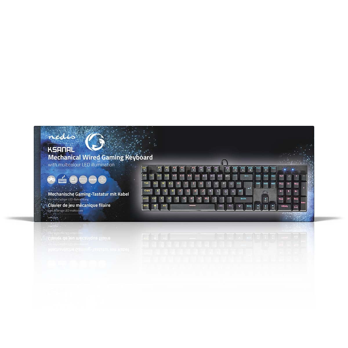 Wired Gaming Keyboard | USB Type-A | Mechanical Keys | LEDs | German | DE Layout | USB Power | Power cable length: 1.50 m | Game