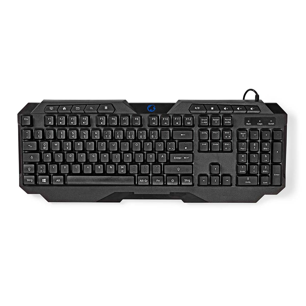 Wired Gaming Keyboard | USB Type-A | Membrane keys | LEDs | QWERTY | DE Layout | USB Power | Power cable length: 1.30 m | Multimedia