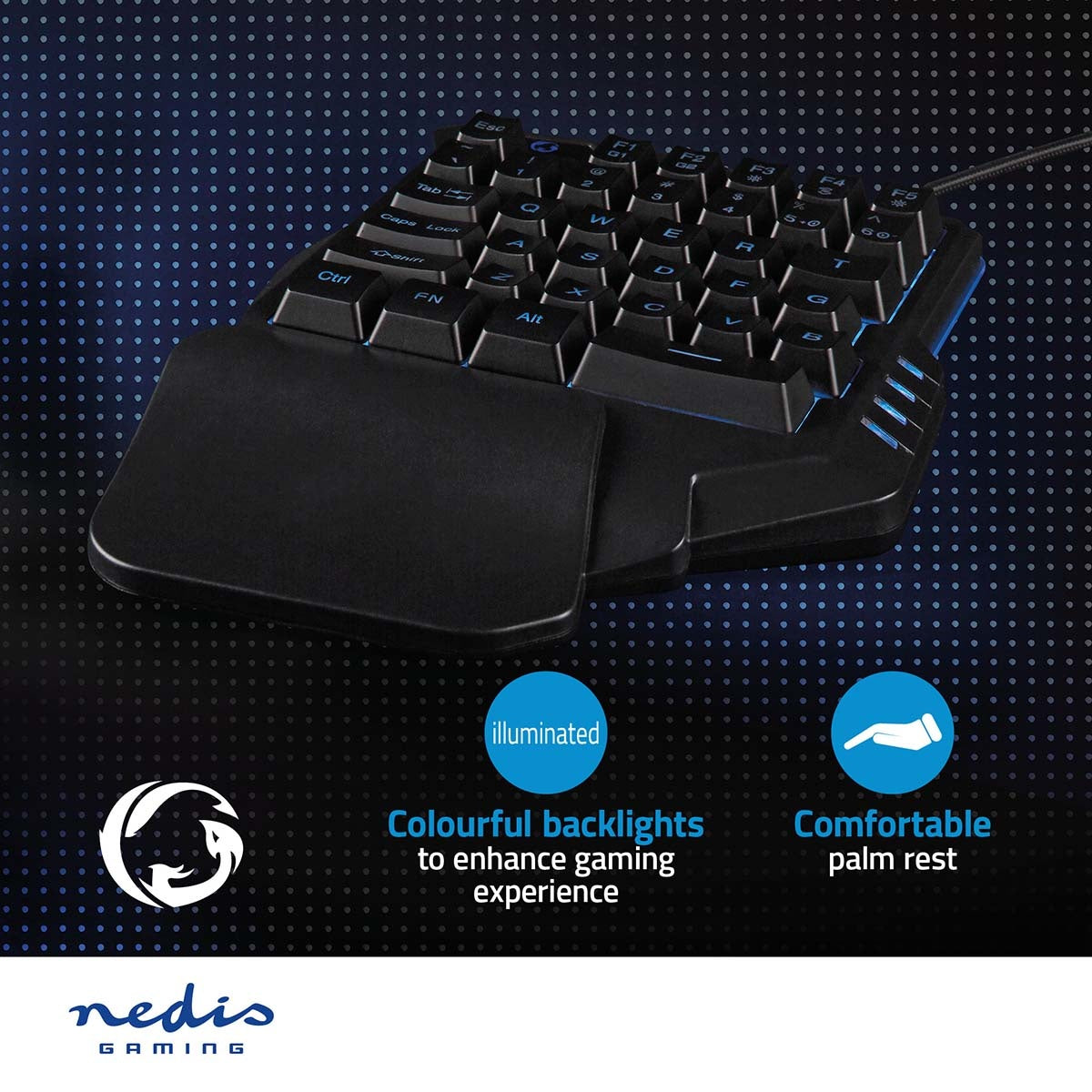 Wired Gaming Keyboard | USB Type-A | Membrane keys | RGB | One handed | Universal | USB Power | Power cable length: 1.60 m | Game