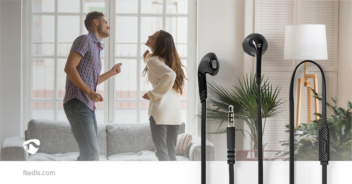 Wired Headphones | 3.5 mm | Cable length: 1.20 m | Built-in microphone | Volume Control | Black