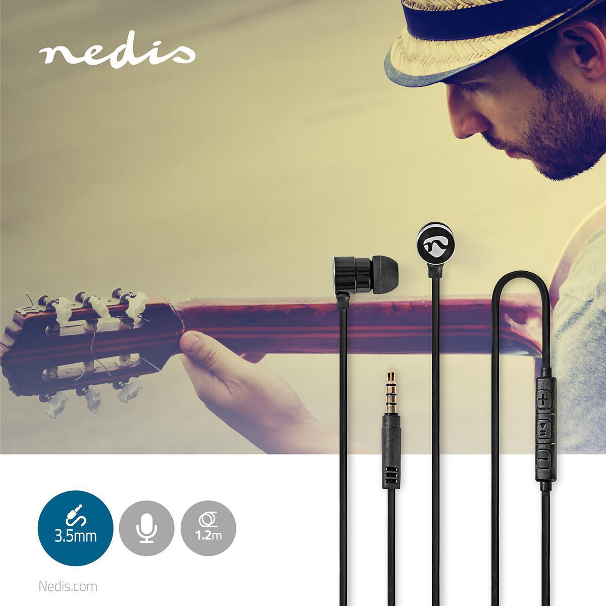 Wired Headphones | 3.5 mm | Cable length: 1.20 m | Built-in microphone | Volume Control | Silver / Black