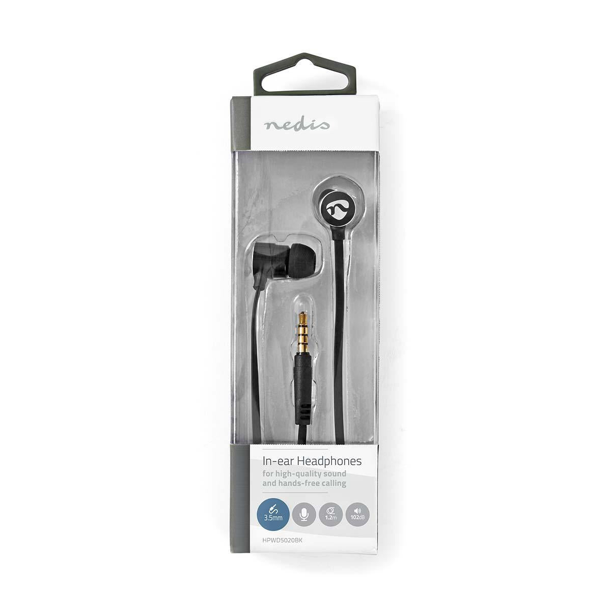 Wired Headphones | 3.5 mm | Cable length: 1.20 m | Built-in microphone | Volume Control | Silver / Black