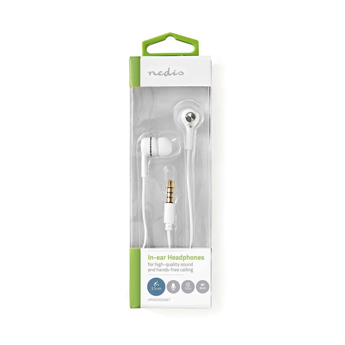 Wired Headphones | 3.5 mm | Cable length: 1.20 m | Built-in microphone | Volume Control | White