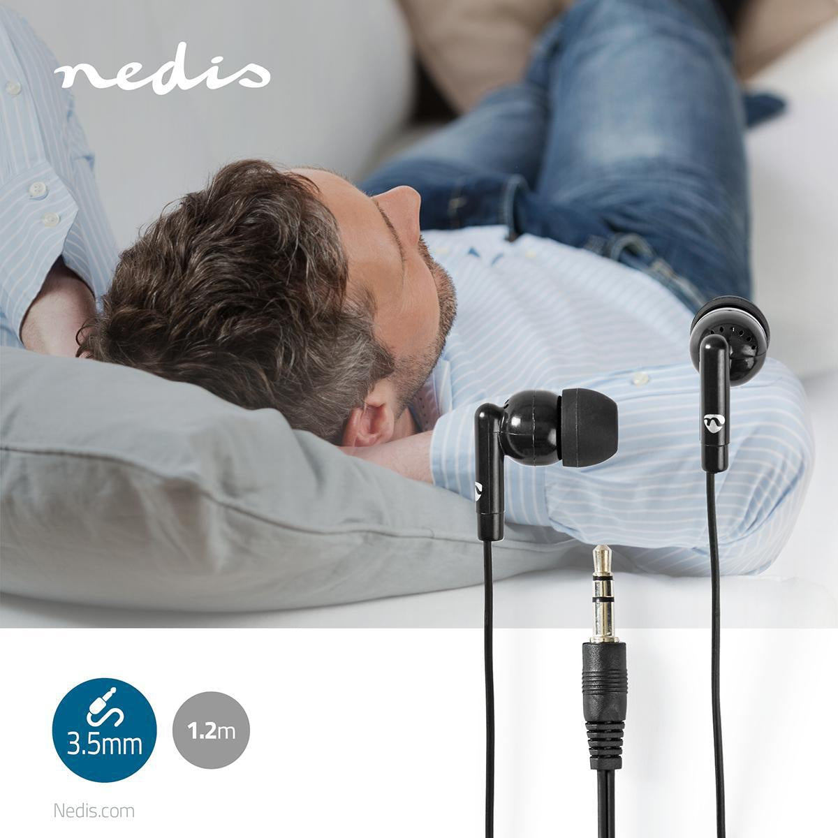 Wired Headphones | 3.5 mm | Cable length: 1.20 m | Volume Control | Black