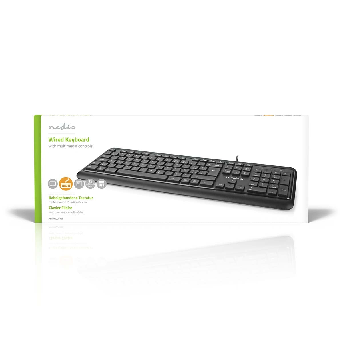 Wired Keyboard | USB-A | Multimedia | AZERTY | BE Layout | Numeric keyboard