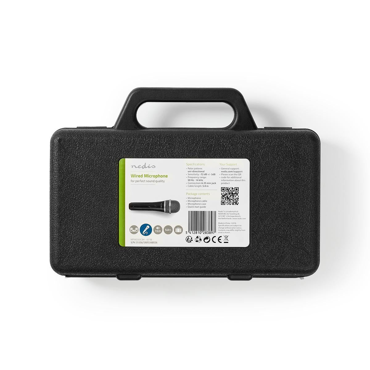 Wired Microphone | Cardioid | Detachable cable | 5.00 m | 50 Hz - 15 kHz | 600 Ohm | -72 dB | On / off button | Suitcase included | ABS / Aluminum | Grey/Black