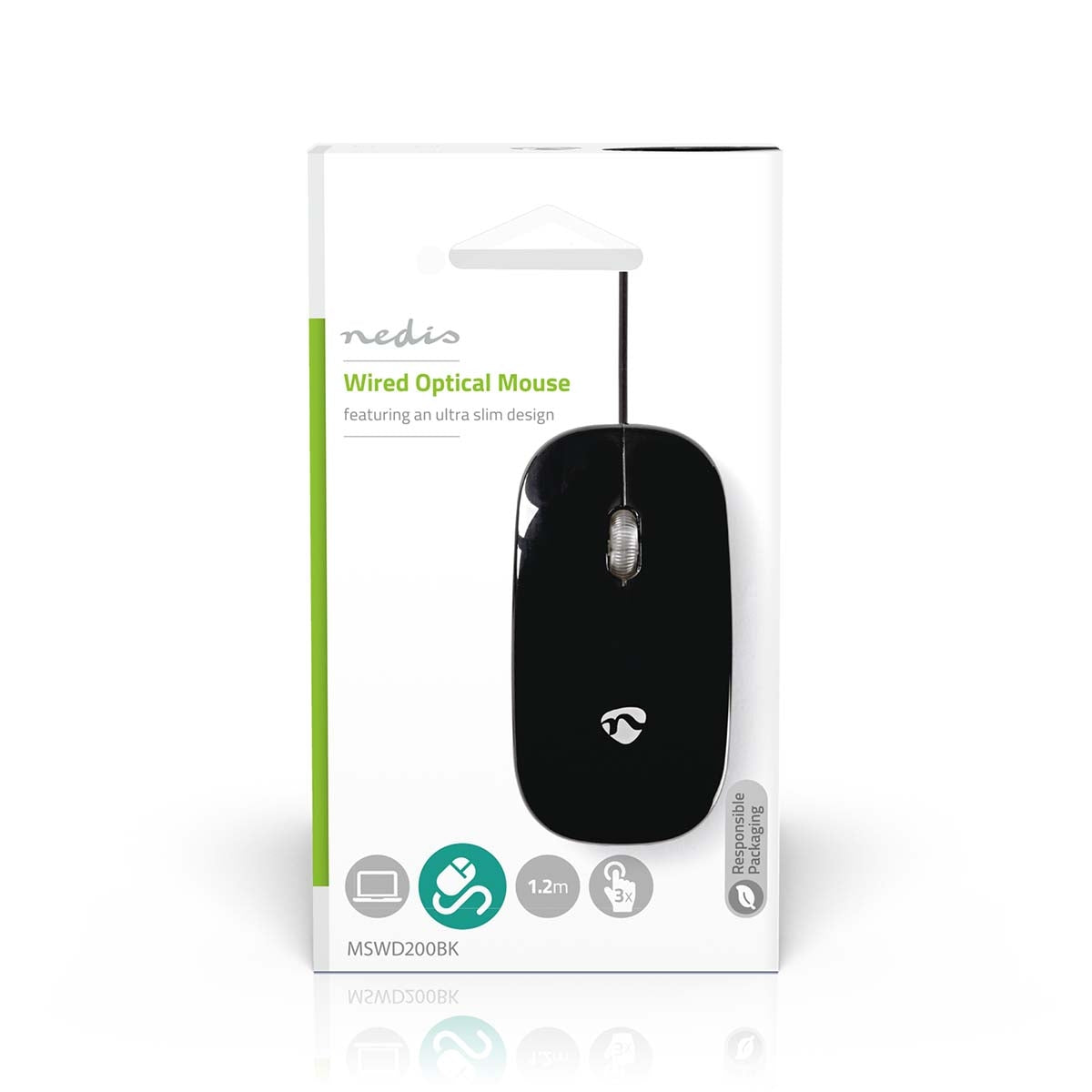 Wired Mouse | DPI: 1000 dpi | Number of buttons: 3 | Right and left handed | 1.20 m