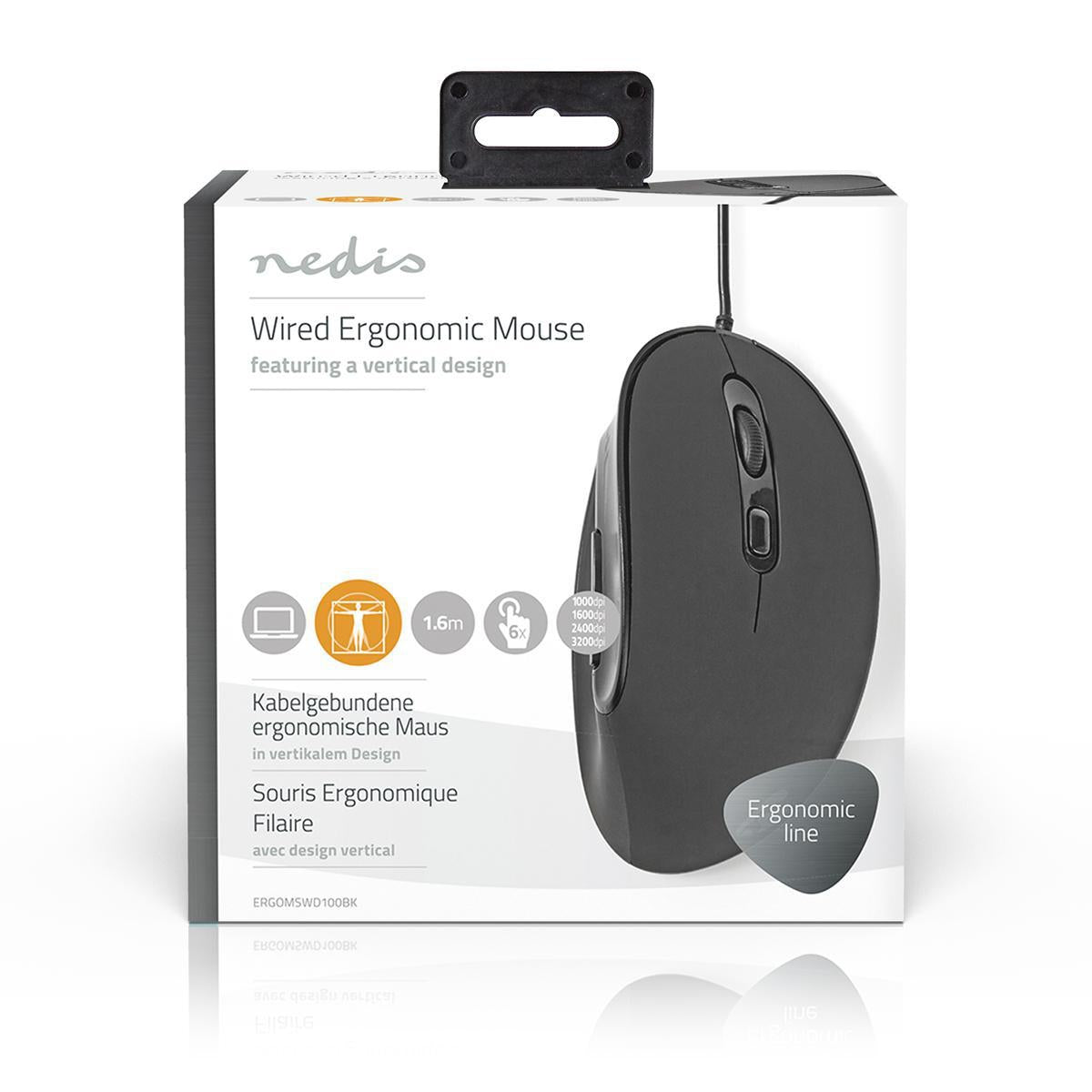 Wired Mouse | DPI: 1200 / 1800 / 2400 / 3600 dpi | Adjustable DPI | Number of buttons: 6 | Programmable buttons | Right-handed | 1.60 m