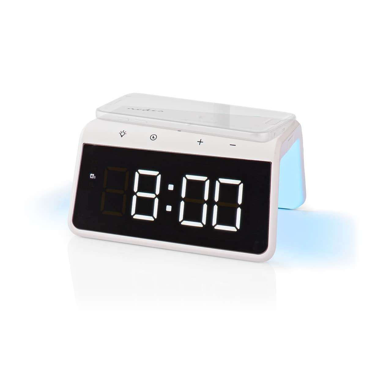 Wireless Charger for Alarm Clock | Qi certified | 5 / 7.5 / 10 / 15 W | USB A Male | Night lamp | 2 Alarm times | Snooze function