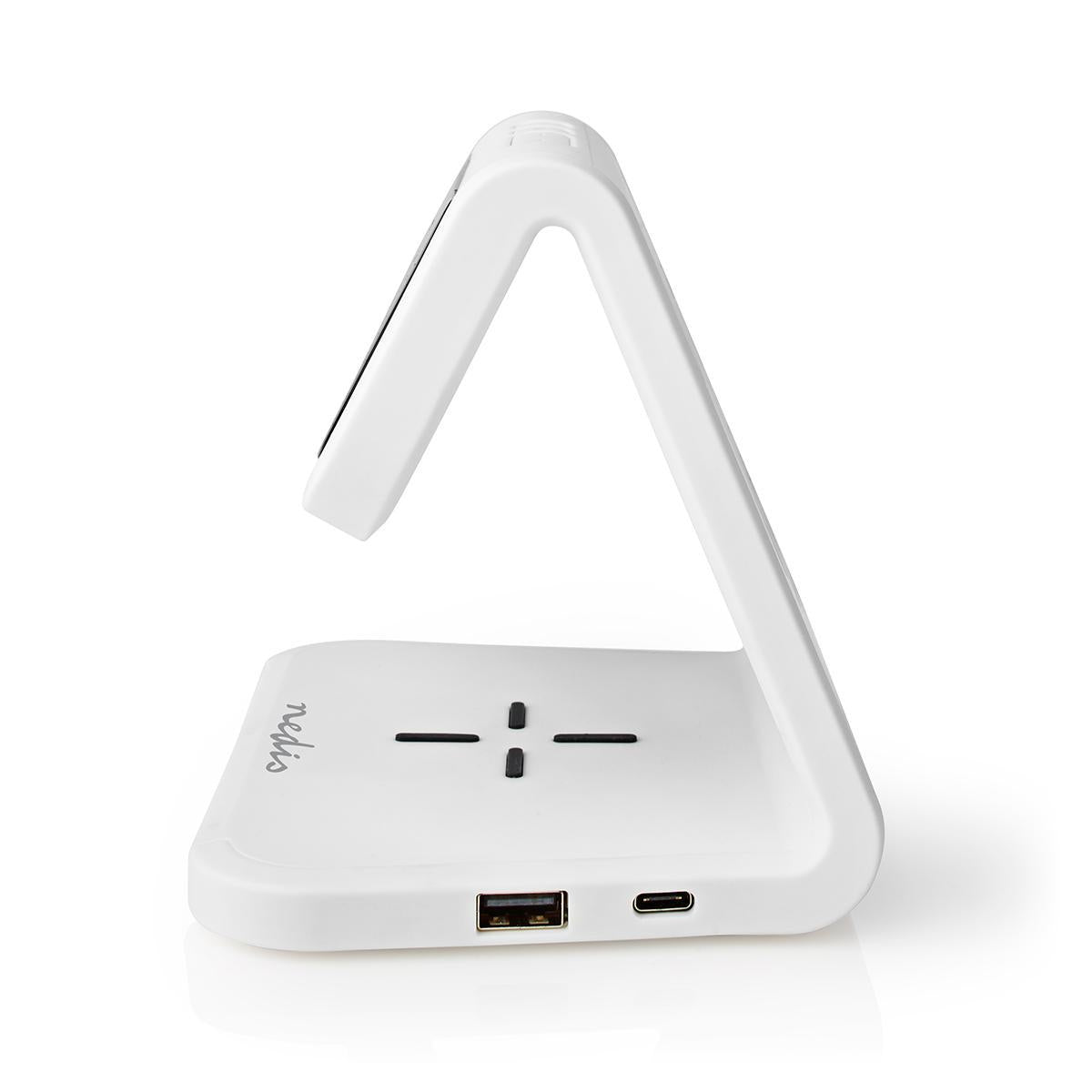 Wireless Charger for Alarm Clock | Qi certified | 5 / 7.5 / 10 W | USB-A Female | Night lamp | 2 Alarm times | Snooze function