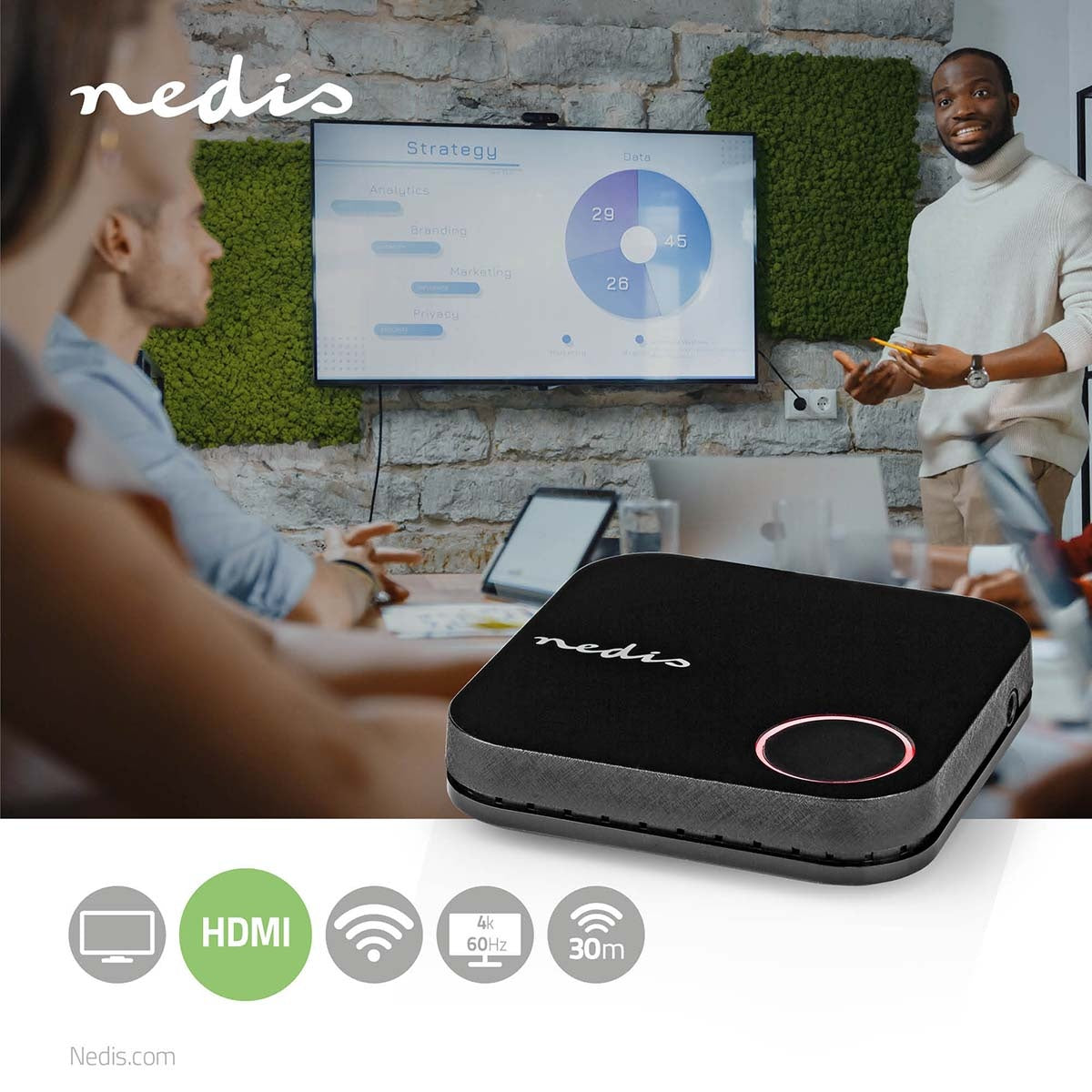 Wireless HDMI™ Receiver | Wi-Fi | 2400 MHz | 30.0 m (line of sight) | 4K@60Hz | 0.04 Gbps | PVC | Black