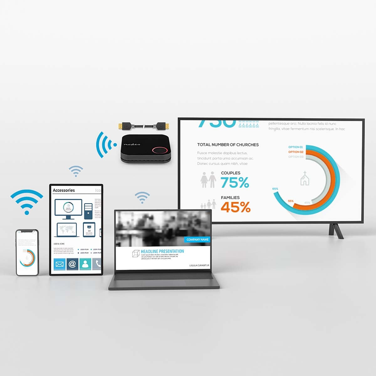 Wireless HDMI™ Receiver | Wi-Fi | 2400 MHz | 30.0 m (line of sight) | 4K@60Hz | 0.04 Gbps | PVC | Black