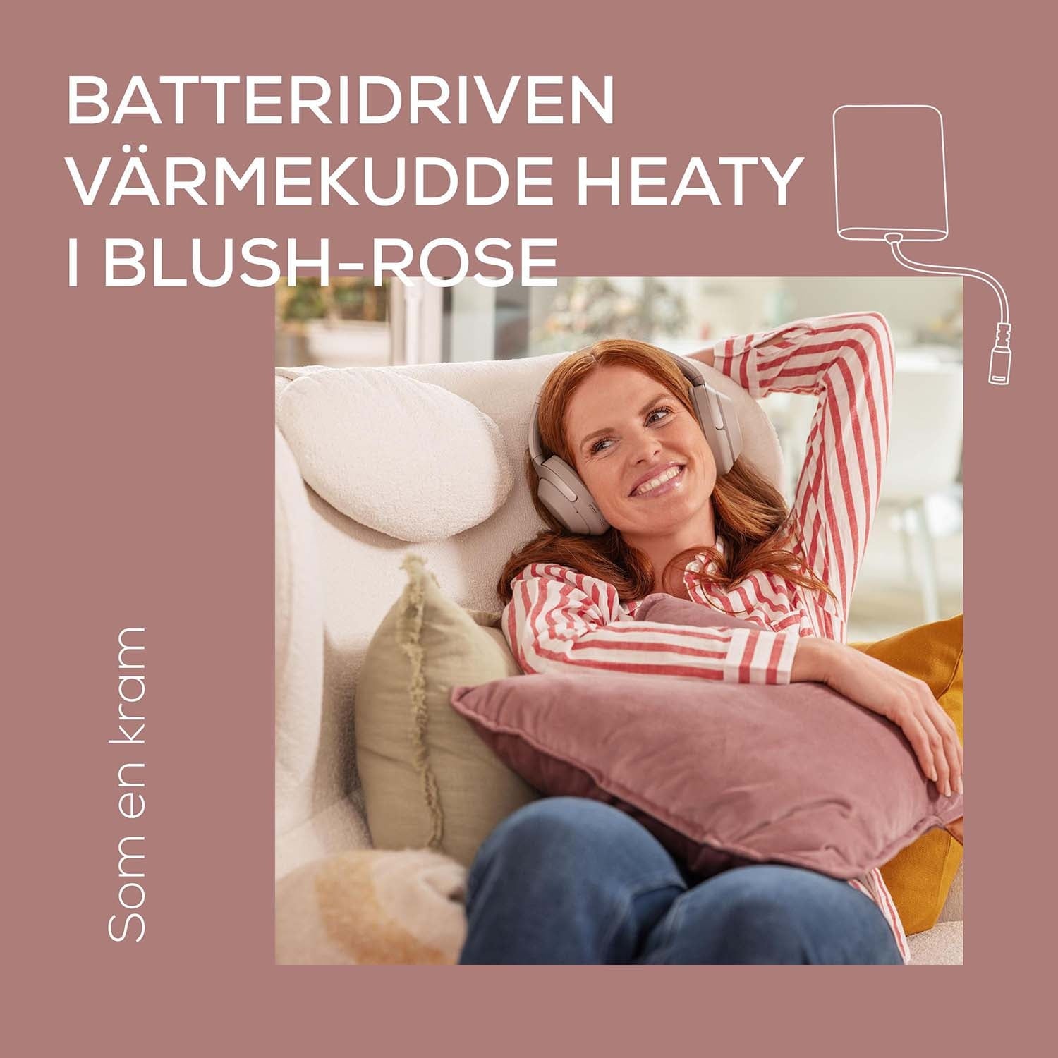 Wireless Heating Pad, Blush Rose, Comfort Design