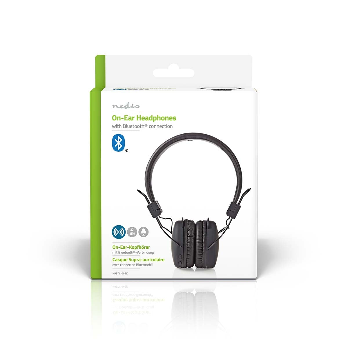 Wireless On-Ear Headphones | Maximum battery life: 15 hours | Built-in microphone | Press Control | Support for voice control | Volume Control | Black