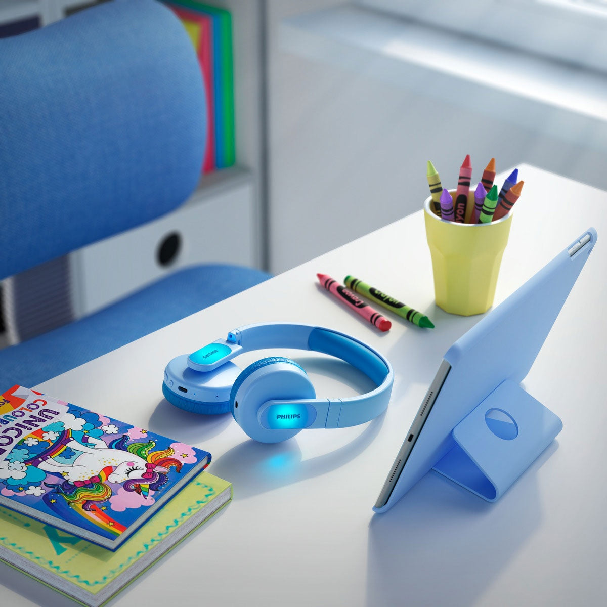 Wireless On-ear headphones for children Blue