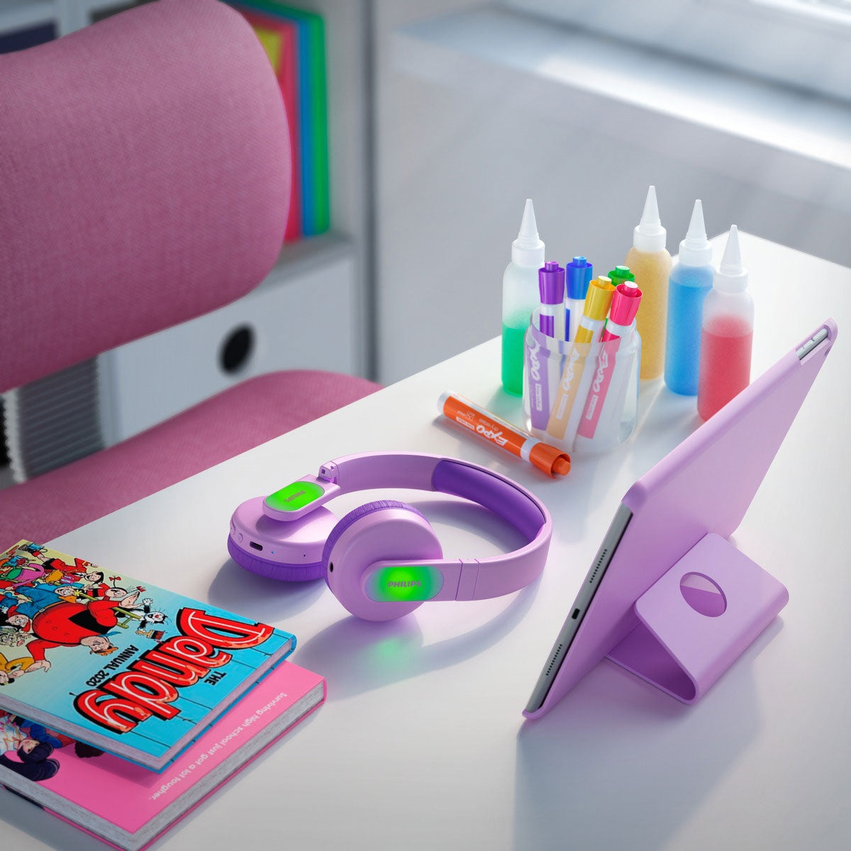 Wireless On-ear headphones for children Pink