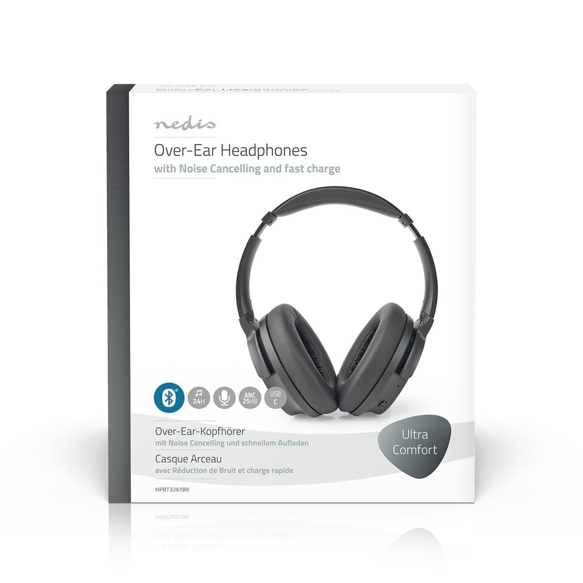 Wireless Over-Ear Headphones | Maximum battery life: 24 hours | Built-in microphone | Press Control | Noise reduction | Support for voice control | Volume Control | Travel bag included
