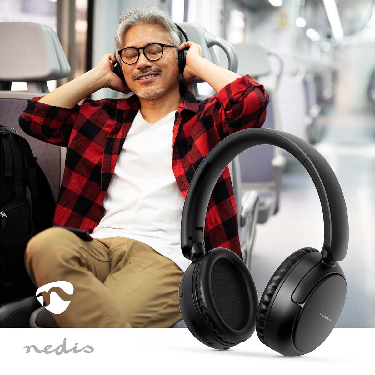 Wireless Over-Ear Headphones | Maximum battery play time: 12 hrs | Built-in microphone | Press Control | Voice control support | Volume control | Black