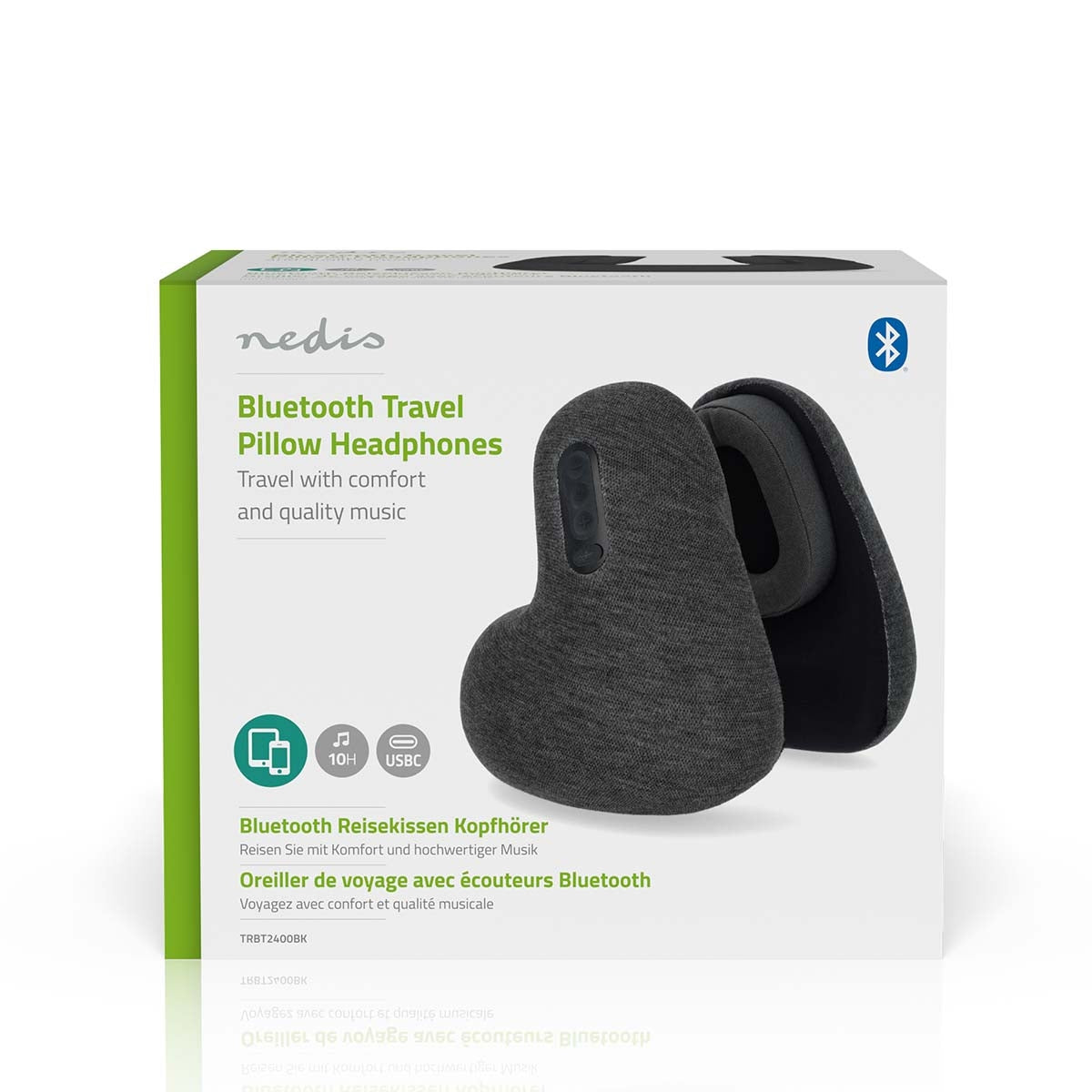 Wireless Over-Ear Headphones | Travel pillow | Maximum battery play time: 11 hrs | Built-in microphone | Press Control | Voice control support | Volume control | Anthracite