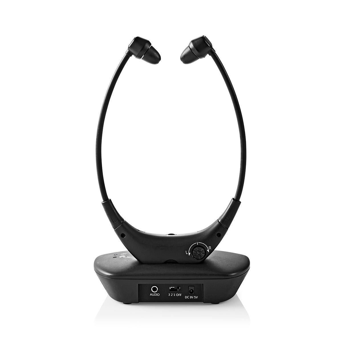 Wireless TV Headphones | RF | In-Ear | Maximum battery life: 4.5 hours | 35 m| Digital Audio | Battery dock | Balance control | Black
