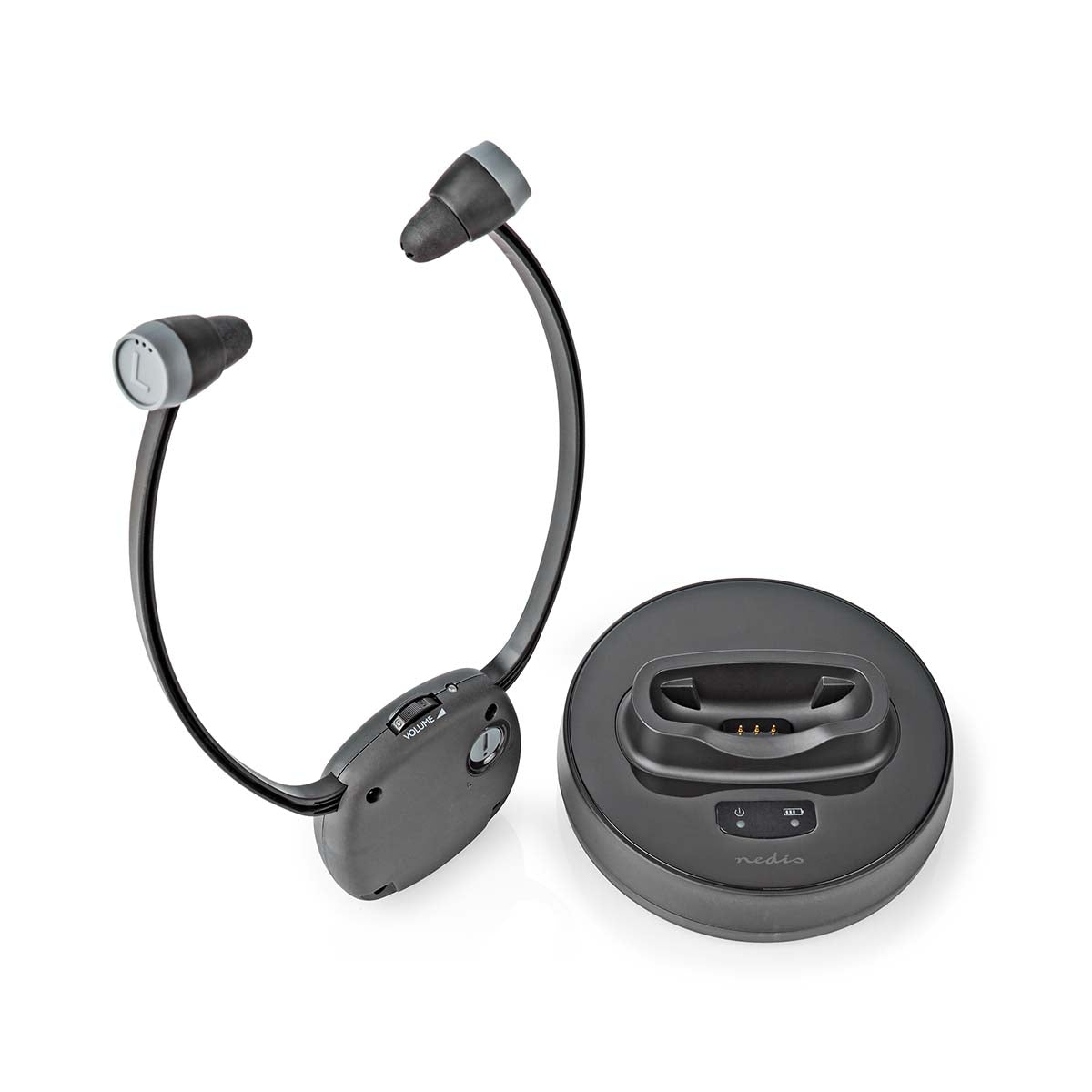 Wireless TV Headphones | RF | In-Ear | Maximum battery play time: 7 hrs | 25 m | Digital Audio | Charging dock | Balance control | Hearing impaired support | Black