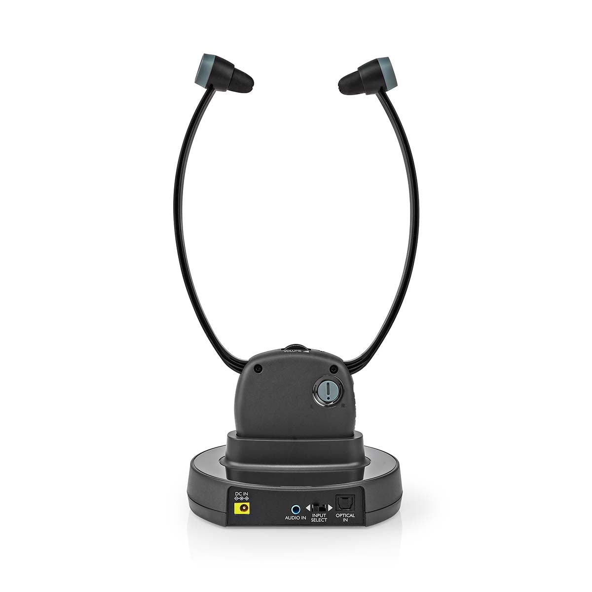Wireless TV Headphones | RF | In-Ear | Maximum battery play time: 7 hrs | 25 m | Digital Audio | Charging dock | Balance control | Hearing impaired support | Black