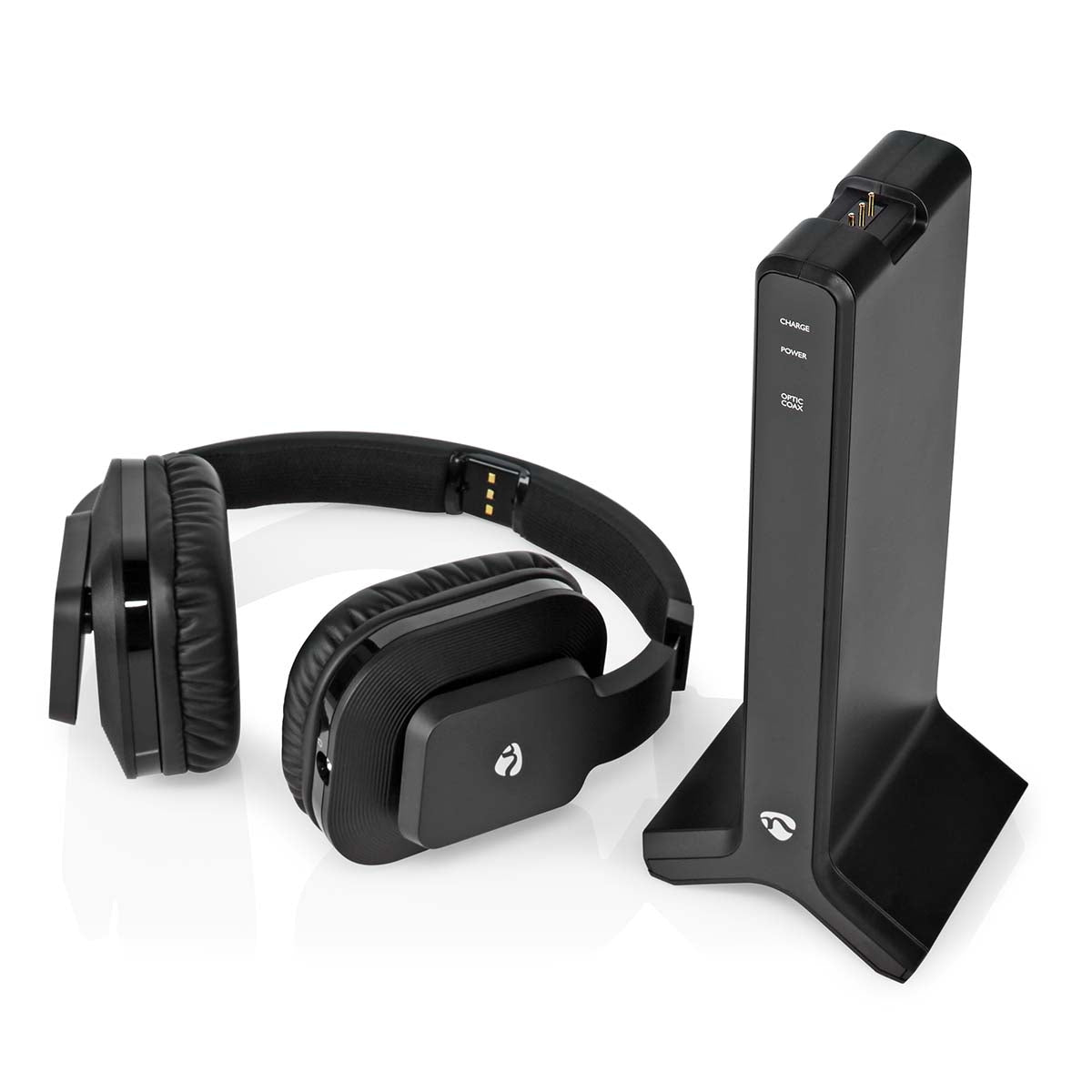 Wireless TV Headphones | RF | Over-Ear | Maximum battery play time: 8 hrs | 25 m | Digital Audio | Charging dock | Black
