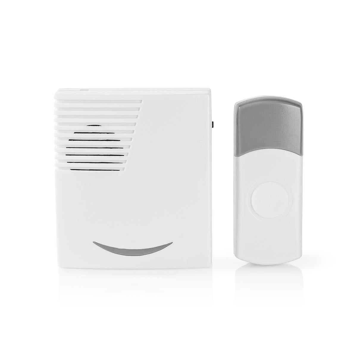 Wireless doorbell | Battery powered | 3 V DC | 1x CR2032 | Volume: 80 dB | Signal range: 300 m | IP44 | 36 Melodies | 1 Recipient | Grey/White