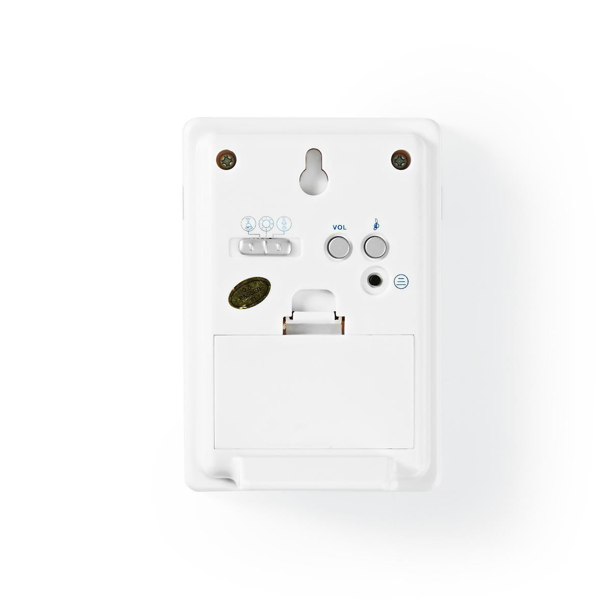 Wireless doorbell | Battery powered | 3 V DC | 1x CR2032 | Volume: 80 dB | Signal range: 300 m | IP44 | 36 Melodies | 1 Recipient | White