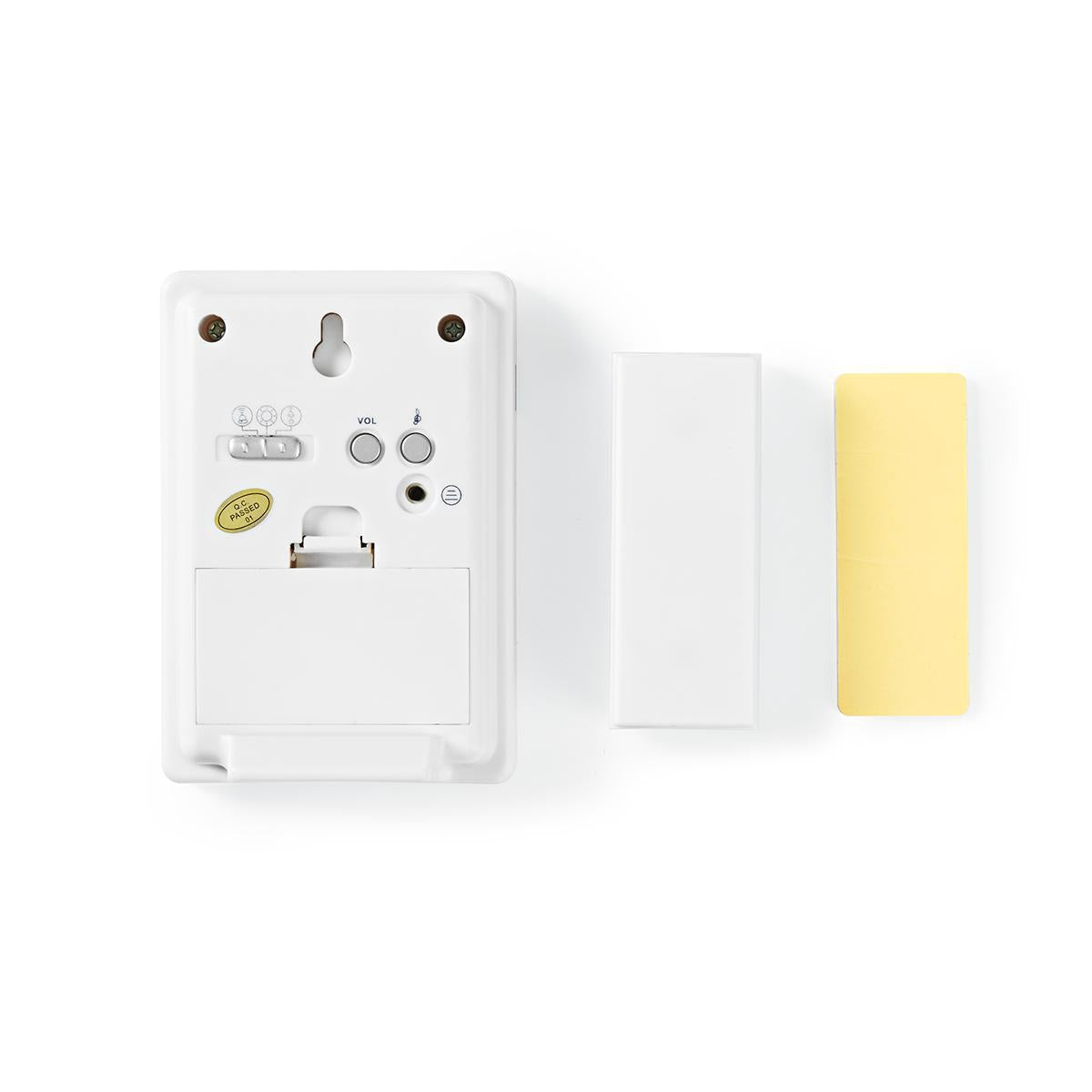 Wireless doorbell | Battery powered | 3 V DC | 1x CR2032 | Volume: 80 dB | Signal range: 300 m | IP44 | 36 Melodies | 1 Recipient | White