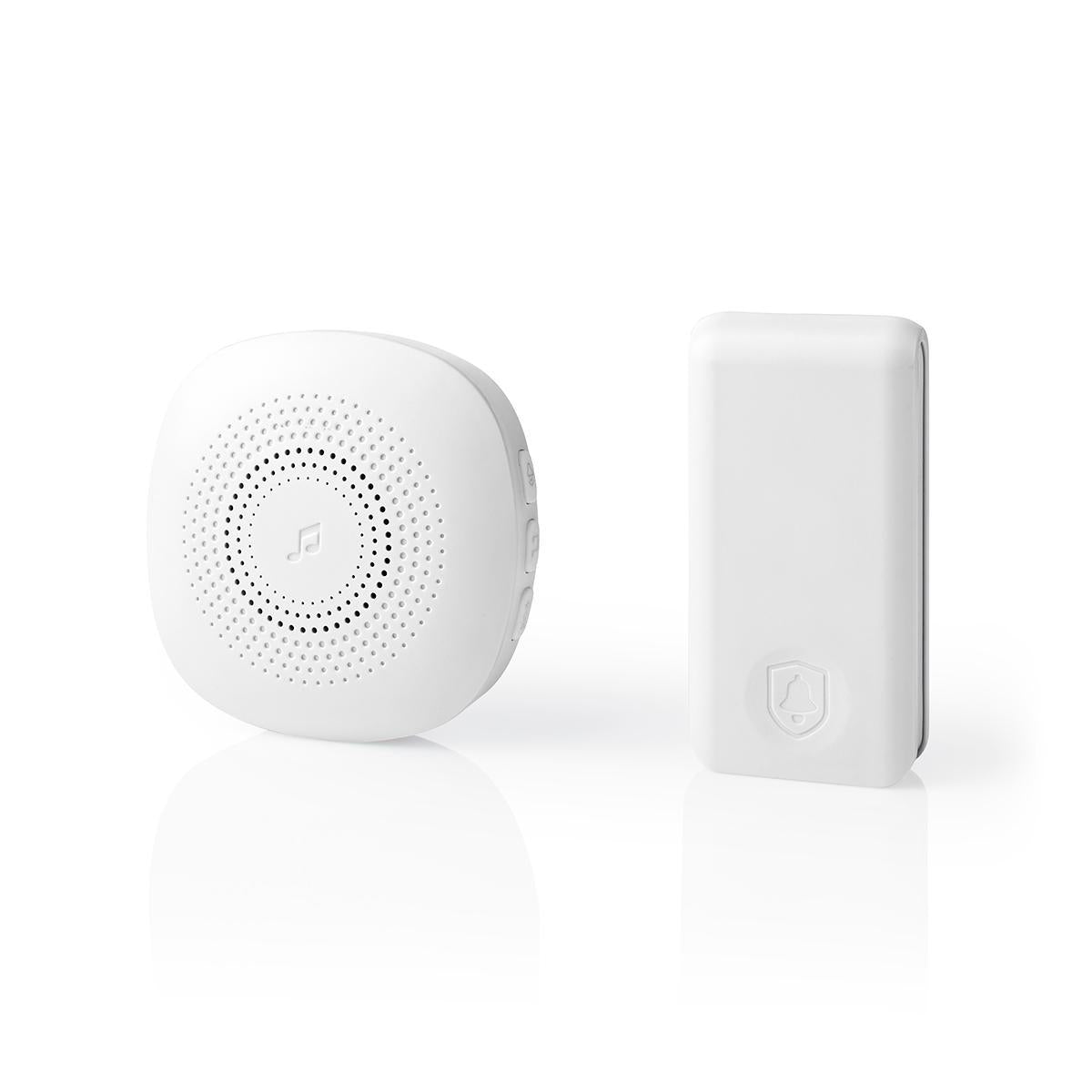 Wireless doorbell | Power adapter | 220 - 240 V AC 50 Hz | 1x CR2032 | Volume: 80 dB | Signal range: 100 m | Adjustable volume | 36 Melodies | 1 Recipient | White