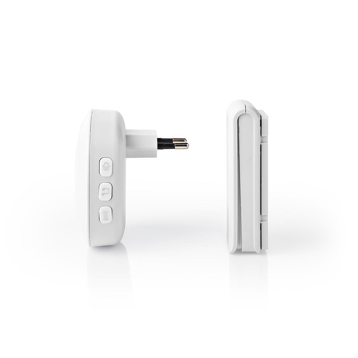 Wireless doorbell | Power adapter | 220 - 240 V AC 50 Hz | 1x CR2032 | Volume: 80 dB | Signal range: 100 m | Adjustable volume | 36 Melodies | 1 Recipient | White