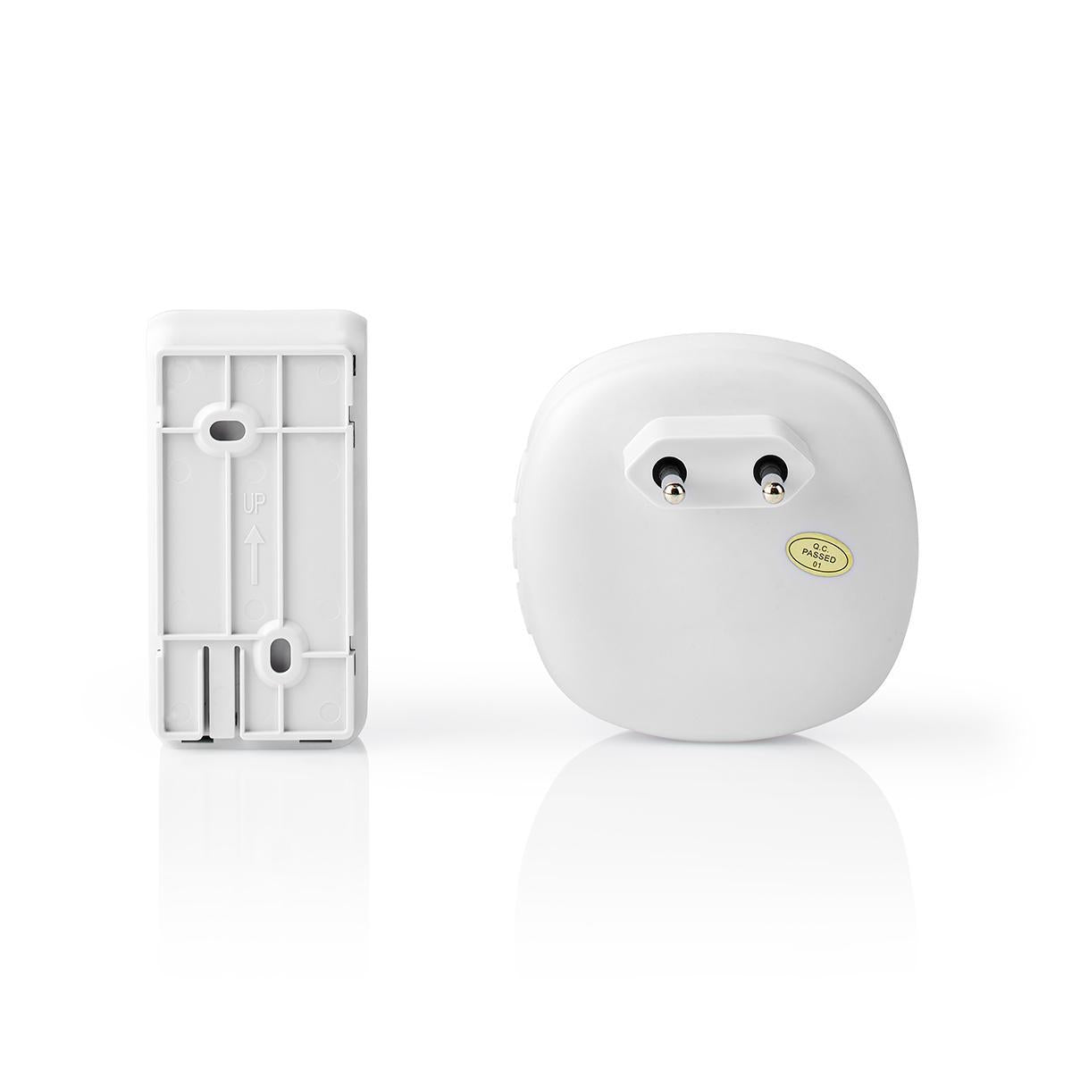 Wireless doorbell | Power adapter | 220 - 240 V AC 50 Hz | 1x CR2032 | Volume: 80 dB | Signal range: 100 m | Adjustable volume | 36 Melodies | 1 Recipient | White
